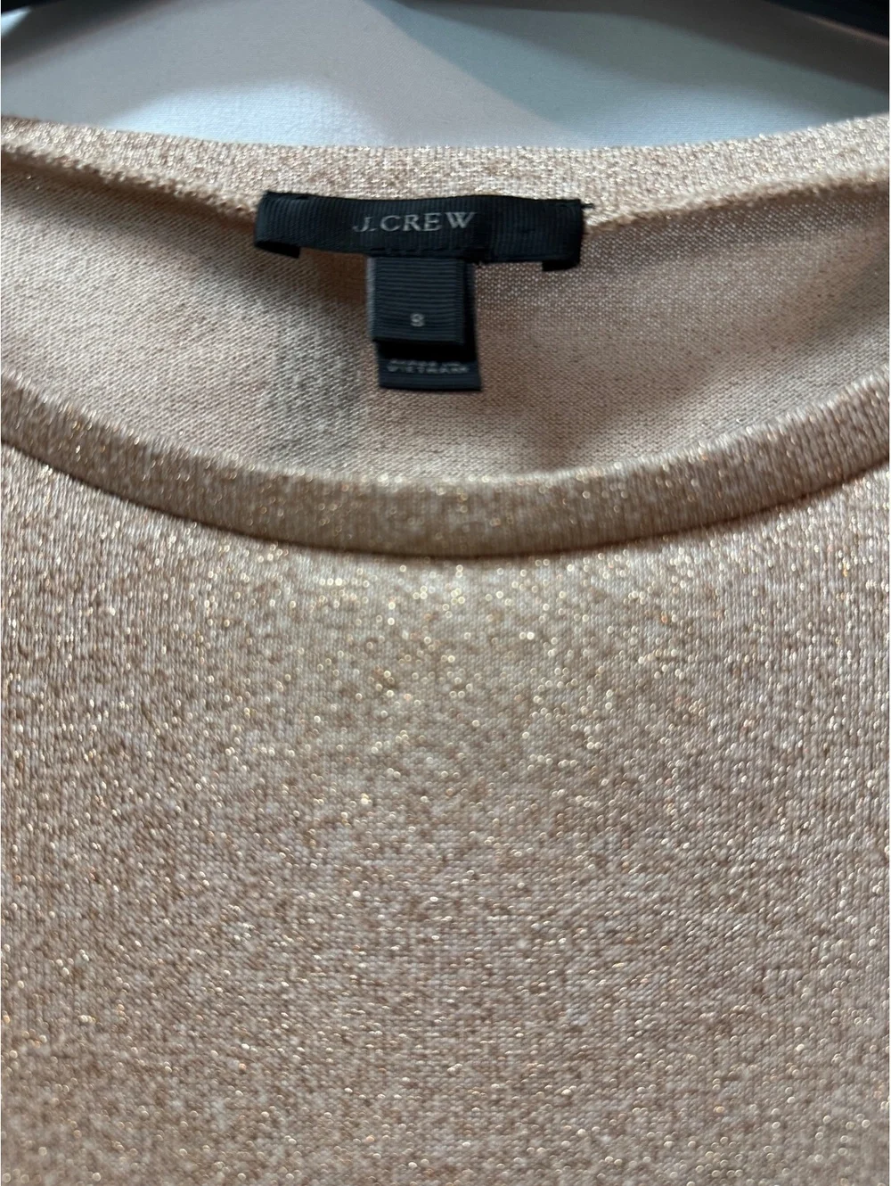 J.Crew Women's Beige Metallic Knit Long Sleeve Top with Ruffle Cuffs Size 8
